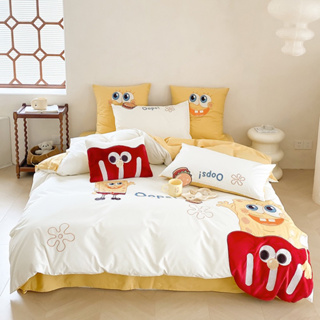 🔥เก็บโค้ดหน้าร้าน🔥[PRE-ORDER] ผ้าปูที่นอน ชุดเครื่องนอน🍟แถมตุ๊กตา🍟 ลาย Spongebob ผ้า Australian Cotton 100% #1091