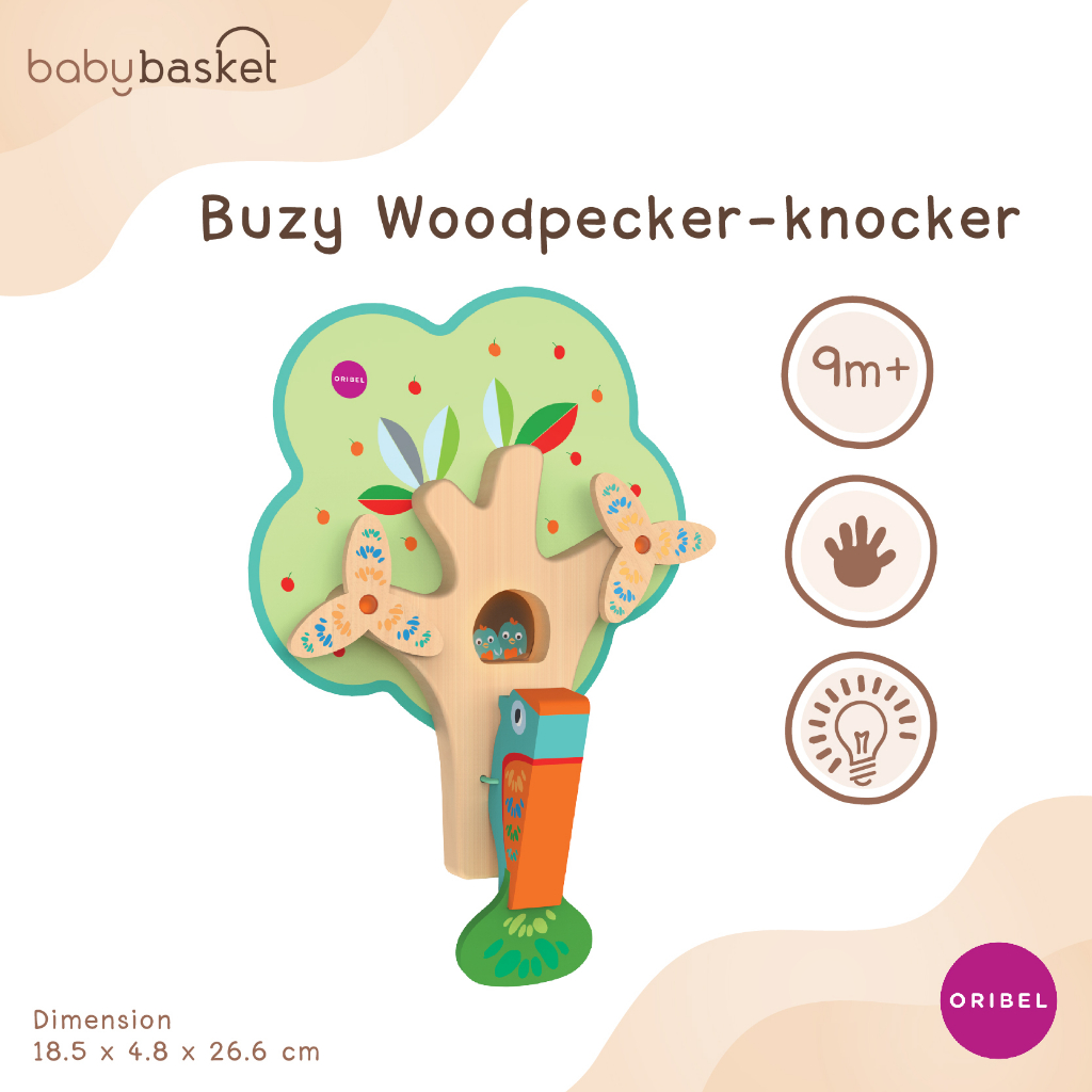 oribel-buzy-woodpecker-knocker-ของเล่นไม้ติดฝาผนังเสริมจิตนาการ-ทักษะ-และความคิดสร้างสรรค์