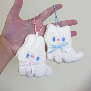 Heartchoux | Fluffy white cat &amp; bunny พวงกุญแจกระต่าย แมวขาว