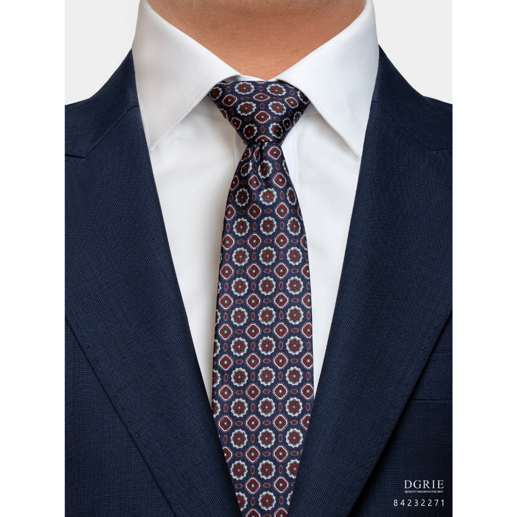 navy-silk-floral-3-inch-necktie-เนคไทผ้าไหมสีกรมลายดอกไม้