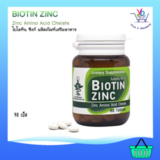 Biotin Zinc คณะเภสัช จุฬา ไบโอทิน ซิงก์ ซิงค์อะมิโนแอซิคคีเลท 75 mg 90 เม็ด