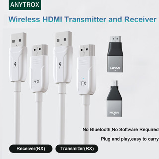 ANYTROX เครื่องส่งและรับสัญญาณ HDMI ไร้สาย Mirroring อะแดปเตอร์ HDMI ไร้สายสำหรับการประชุม/ห้องเรียน/รองรับ Netflix