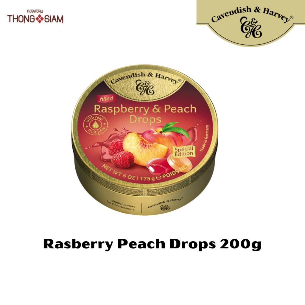 Cavendish & Harvey Raspberry & Peach Candy Drops In Large Tin, 200g - The Taste Of Germany