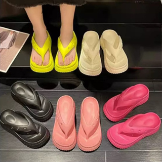 SHO-YE-808 รองเท้าแตะหูหนีบ เสริมส้นต่ำ สีสันสดใส สำหรับผู้หญิง วัสดุยาง สินค้าพร้อมส่ง