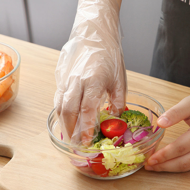 ถุงมือพลาสติก-100-ชิ้น-แบบใช้แล้วทิ้ง-ถุงมืออเนกประสงค์-ถุงมือใช้แล้วทิ้ง-ถุงมือทำอาหาร