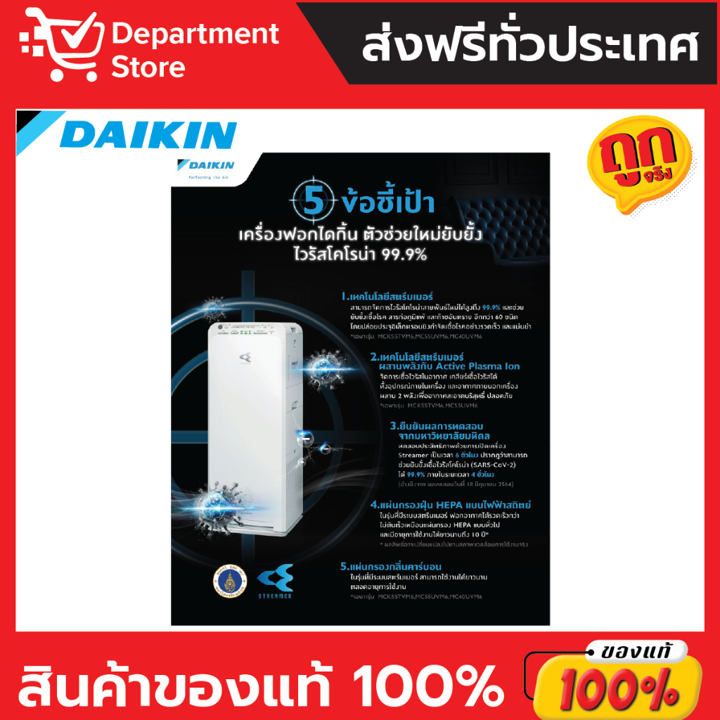 เครื่องฟอกอากาศ-daikin-ไดกิ้น-ระบบสตรีมเมอร์-รุ่น-mc40uvm6-7-ขนาดห้อง-31-ตร-ม