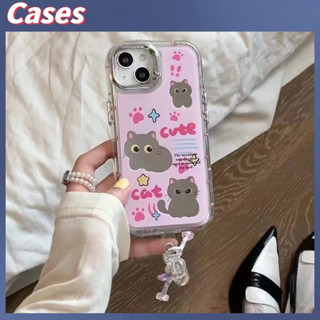 คูปองเคลม🎀เคสไอโ case for iphone 11 12 แมวการ์ตูนน่ารัก เคส 14 13 12 11 pro max anti-shock mirror phone case