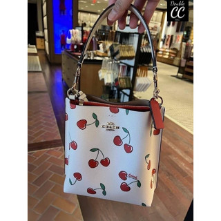 (แท้ 💯%‼ from Factory) Mollie bucket 22 with heart cherry print (Cf422)