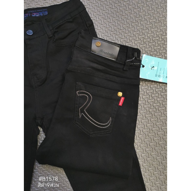 bluebody-กางเกงยีนส์-ผ้าฮ่องกง-สีดำ-ขา9ส่วน-เอวกลาง-ใส่ทำงานได้-1578