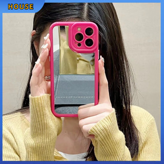 💲คูปองเคลม💲 case for iphone 11 12 กุหลาบแดงเรียบง่าย เคส 14 13 12 11 pro max กระจกเงา การป้องกันเต็มรูปแบบ