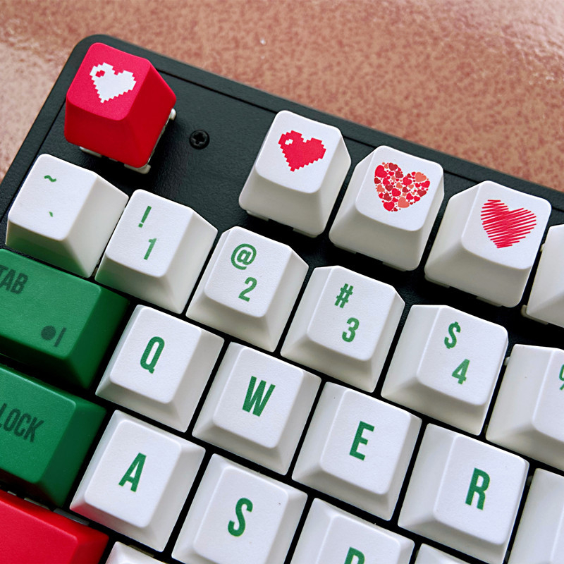 pbt-red-heart-keycap-4-ปุ่ม-แต่งคีบอร์ด-ปุ่มคีย์บอร์ด-for-mechanical-keyboard-keycap