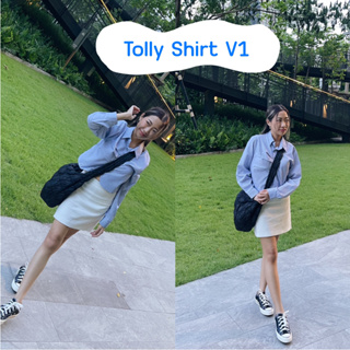 Tolly Shirt V1 - เสื้อเชิ้ตคอปกแขนยาว มี 2 สี stripe blue / white