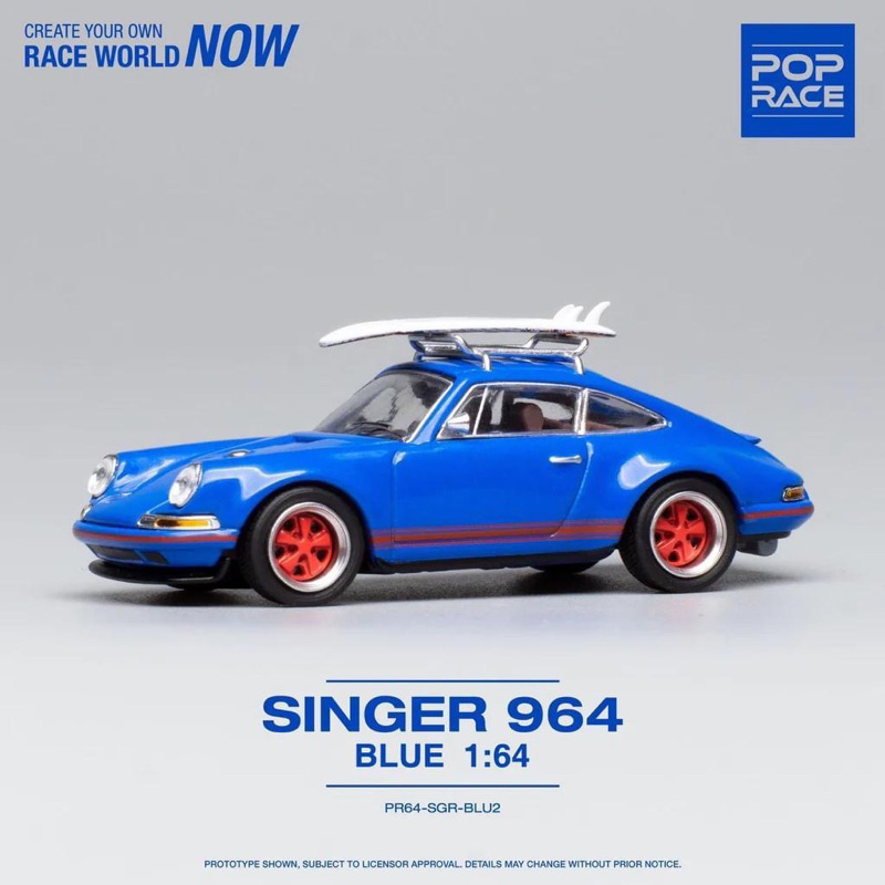 porsche-singer-964-blue-w-wakeboard-scale-1-64-ยี่ห้อ-poprace