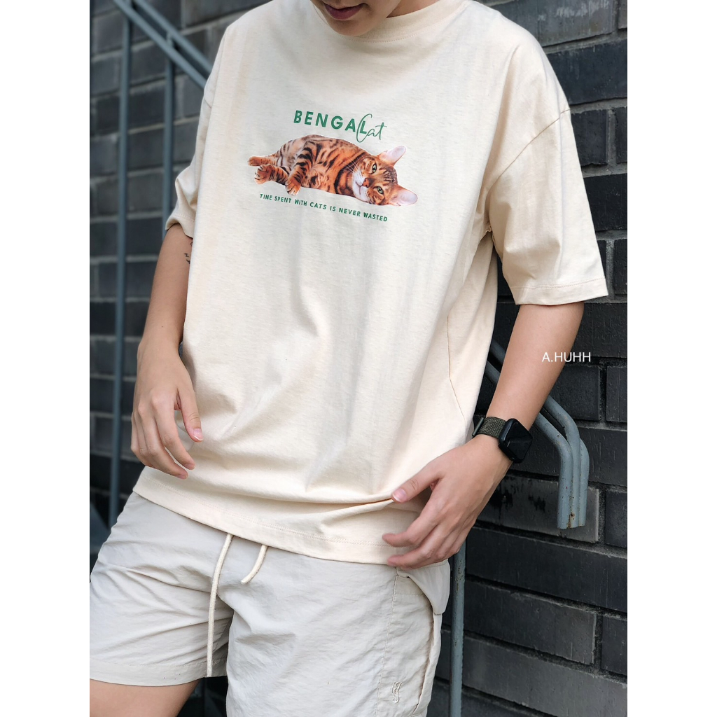 เสื้อยืด-freesize-ลาย-bengal-แมวส้ม