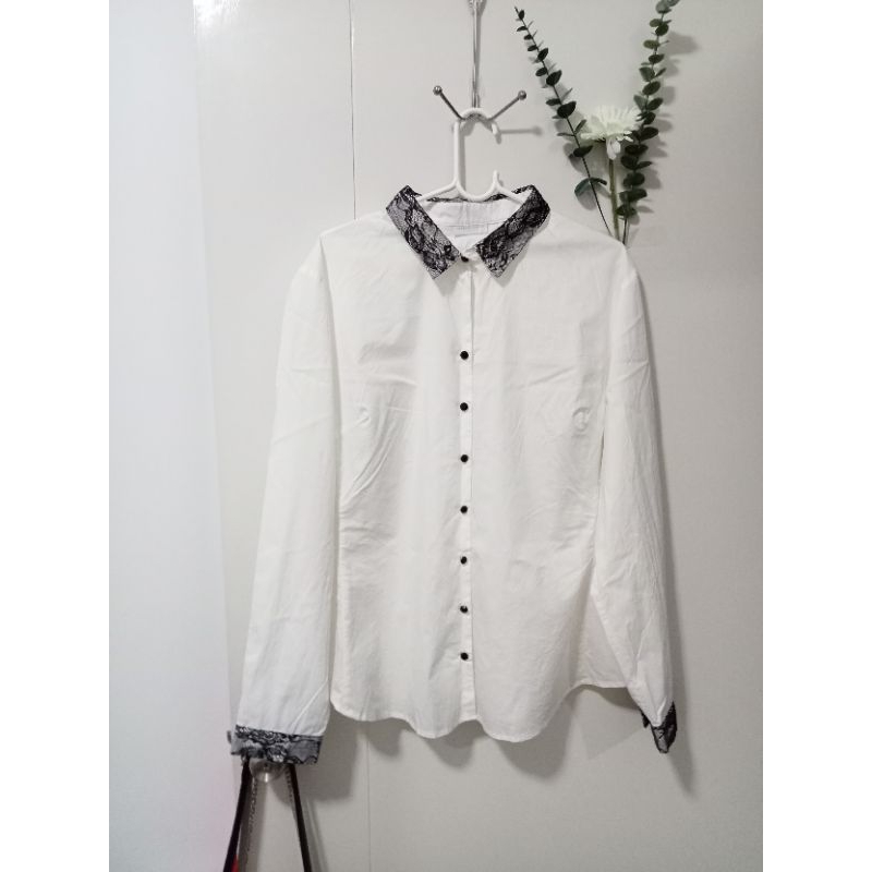 เสื้อเชิ้ต(ญ) แบรนด์ New York & Company sizeXL สีขาว สอง Shopee Thailand