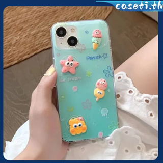 คูปองเคลม🎀เคสไอโ case for iphone 11 12 การ์ตูนสร้างสรรค์สามมิติ SpongeBob SquarePants เคส 14 13 12 11 pro max ทนทาน