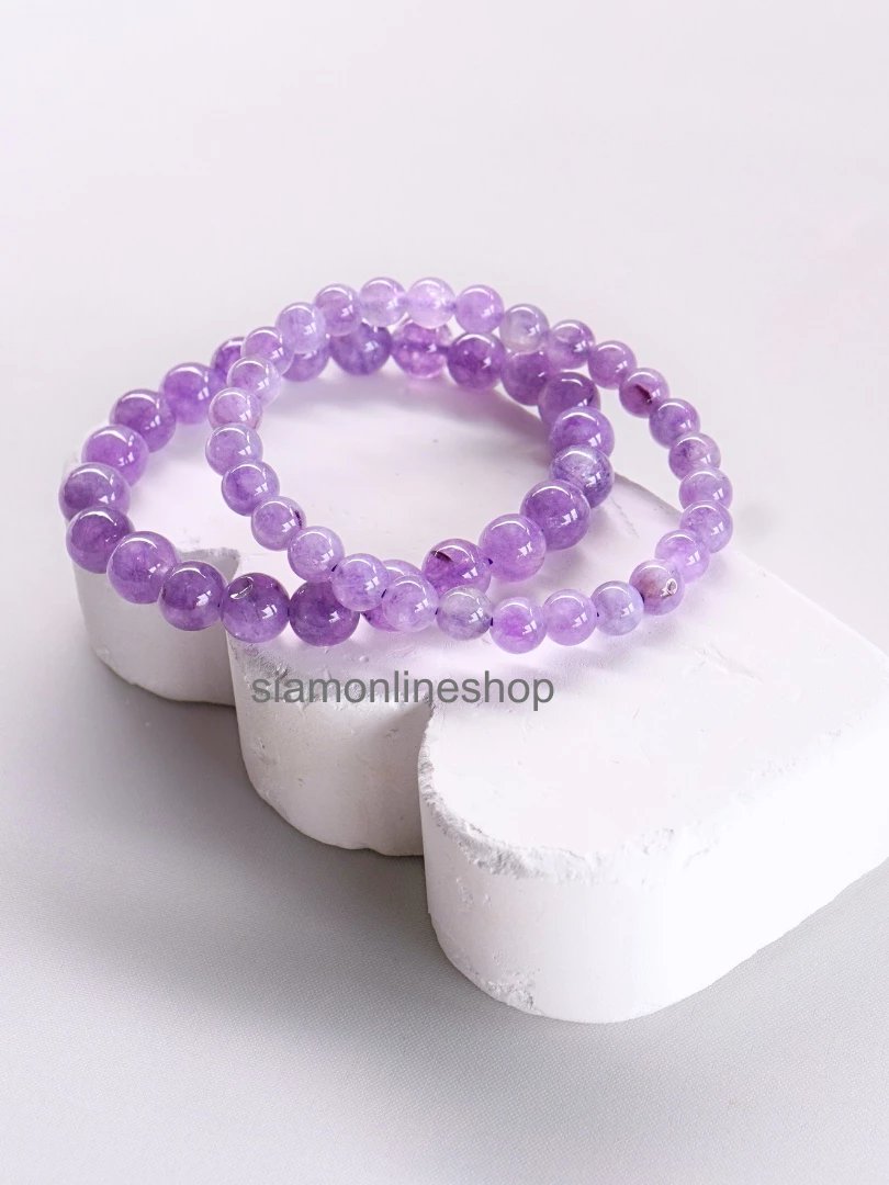 LAVENDER AMETHYST หิน ลาเวนเดอร์อเมทิสต์ (เลือกขนาดเม็ดหินได้) สร้อยข้อมือหินแท้ https://wayoza.com