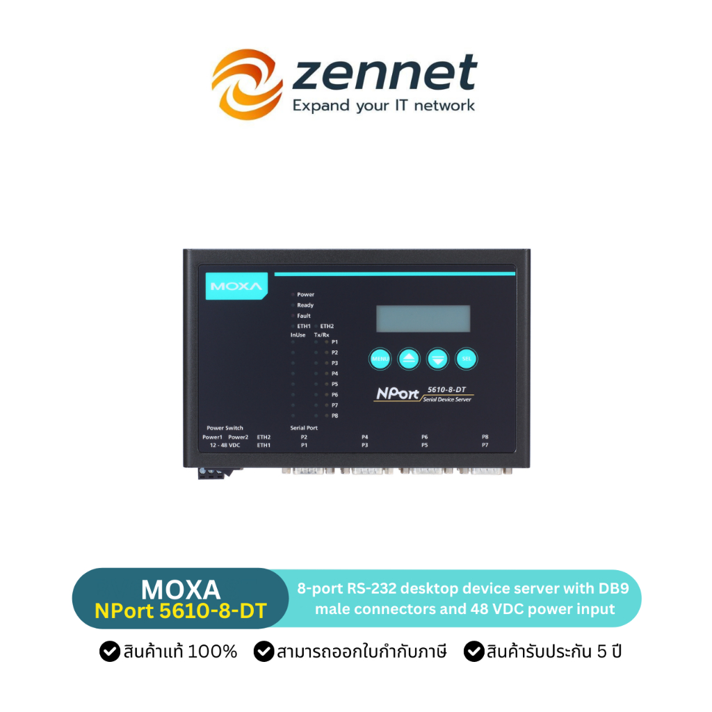 MOXA NPort 5150A – Server Di Dispositivi Con Porta Seriale – Alimentazione 12-48 VDC – Connessione Ethernet Stabile