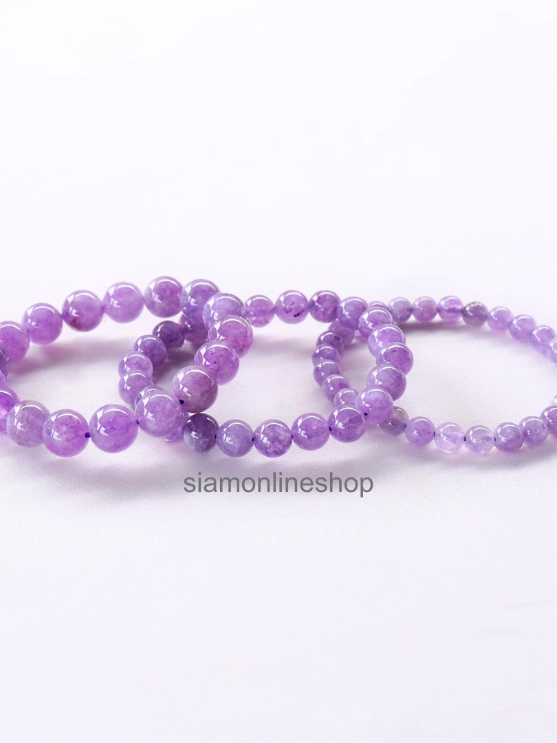 LAVENDER AMETHYST หิน ลาเวนเดอร์อเมทิสต์ (เลือกขนาดเม็ดหินได้) สร้อยข้อมือหินแท้ https://wayoza.com