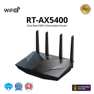 ASUS RT-AX5400 AX5400 Dual Band WiFi 6 (802.11ax) Extendable Router, Included built-in VPN, AiProtection Pro Network