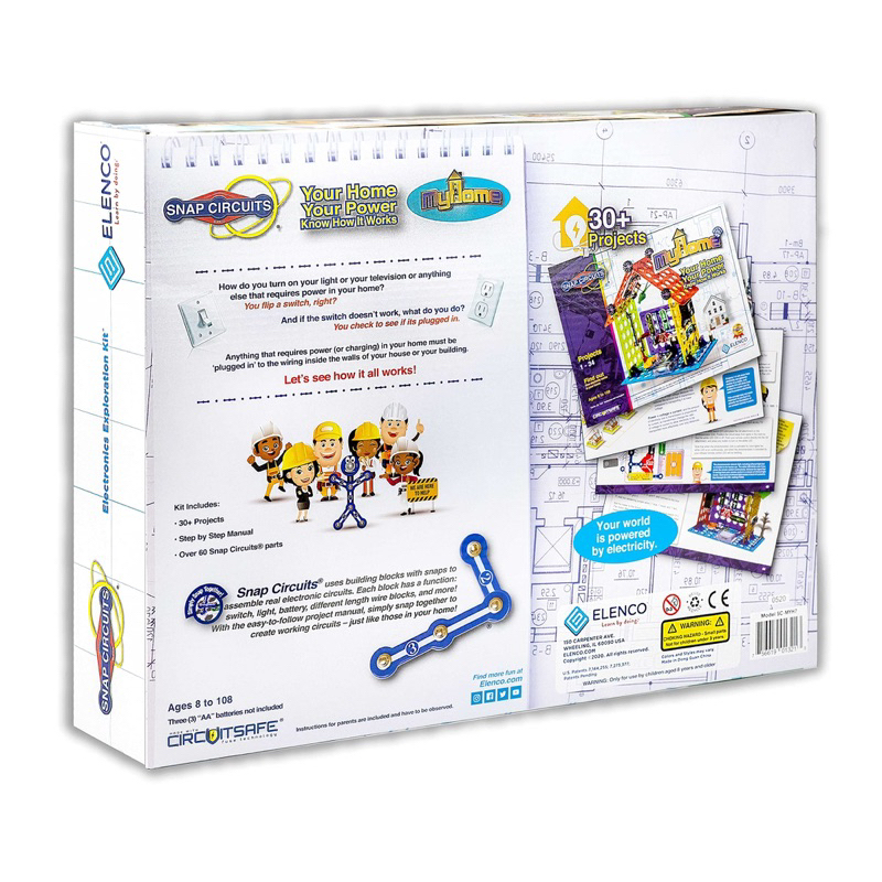 พร้อมส่ง-บ้านจำลองระบบไฟฟ้า-snap-circuits-elenco-my-home-electronics-building-kit-for-kids-ages-8-and-up