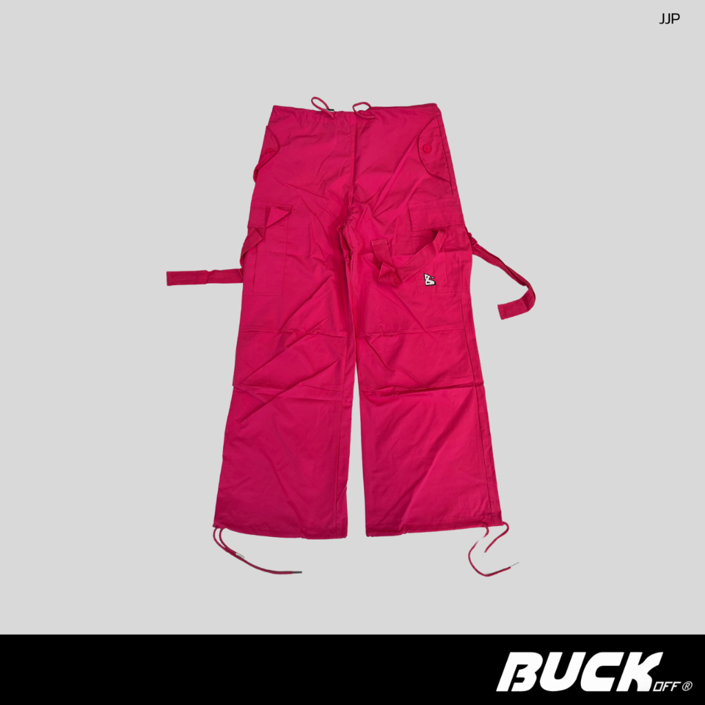 buckoff-cargo-jump-กางเกงคาร์โก้-ทรงกระบอกใหญ่-กางเกงขายาวผู้หญิง-เอวปรับได้-ขาปรับได้-สีสันสดใส