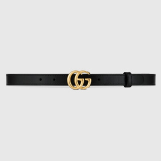 กุชชี่👜Gucci GG 2cm เข็มขัดหนังพร้อมหัวเข็มขัด Double G แวววาว womens belts