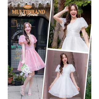 fairyangelstore - มินิเดรสผ้าลายดอกงานฉลุ แต่งโบว์ (MB4097) #พร้อมส่ง #เดรสแฟชั่น #เดรสสวย #เดรสออกงาน #เดรสน่ารัก