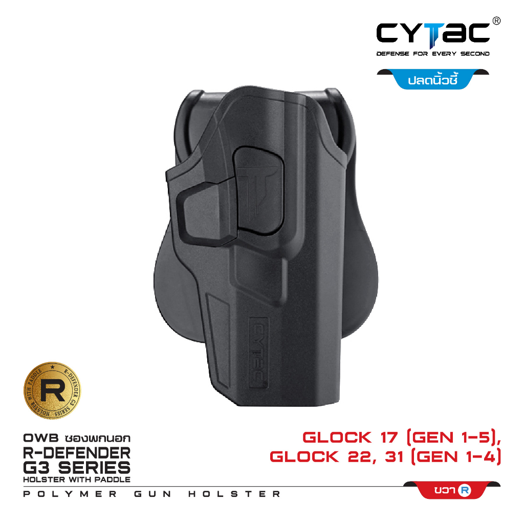 cytac-ซองพกนอก-ปลดล็อคนิ้วชี้-รุ่น-glock-17-22-31