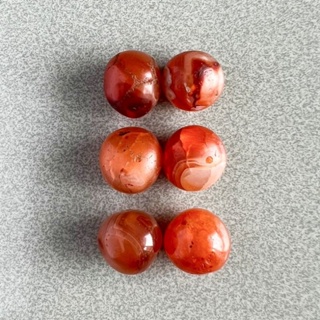 ลูกปัดส้มคาเนเลี่ยนกลม 1 เซตมี 2 เม็ด (16 มิล)(รูเล็กมาก)
