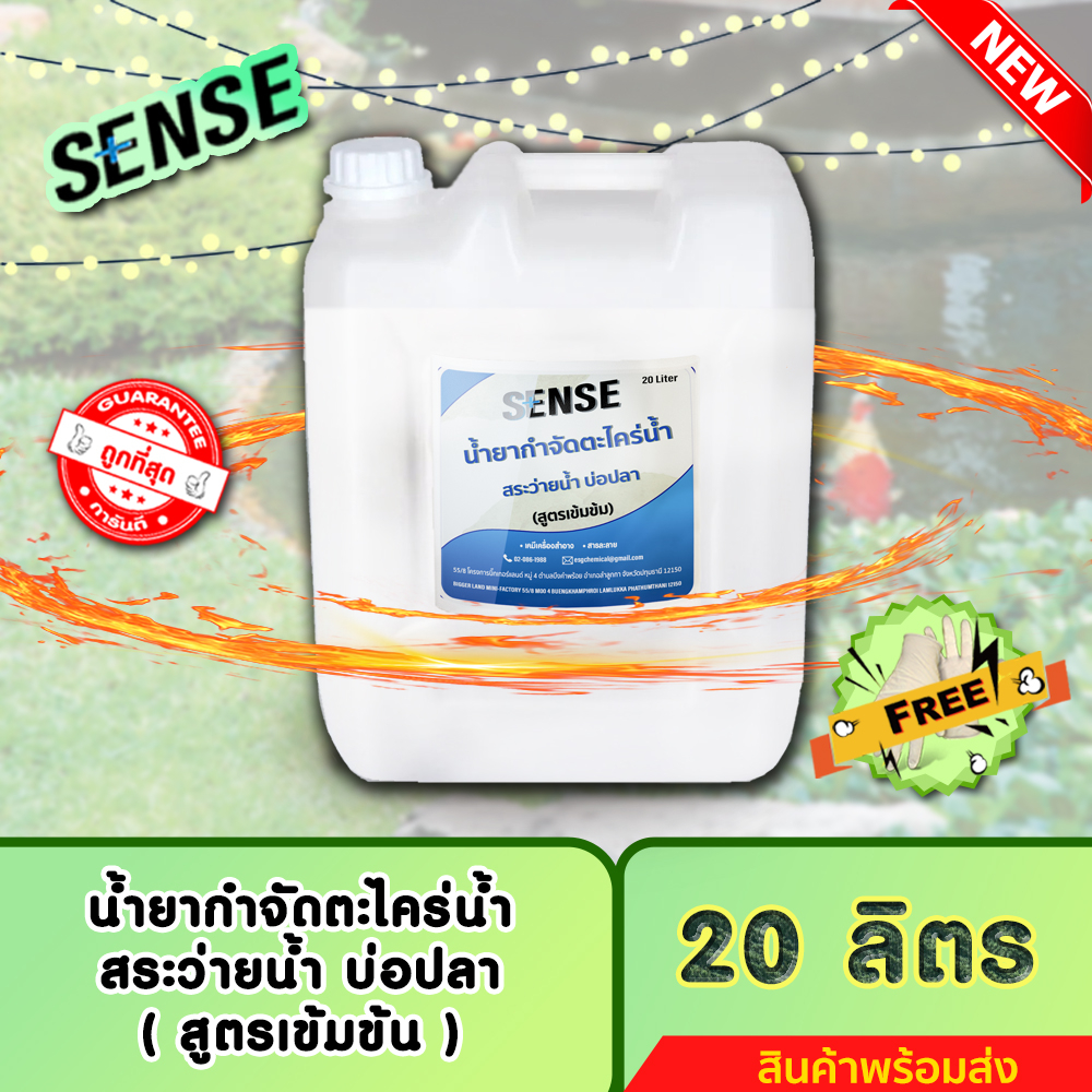 sense-แถมฟรีถุงมือ-น้ำยากำจัดตะไคร่น้ำสระว่ายน้ำ-ตะไคร่น้ำบ่อปลา-สูตรเข้มข้น-ขนาด-20-liter-สินค้าพร้อมส่ง