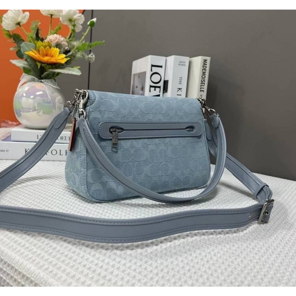 แท้-from-factory-ไม่มีป้ายห้อยกระดาษสีขาว-soft-tabby-shoulder-bag-in-signature-denim