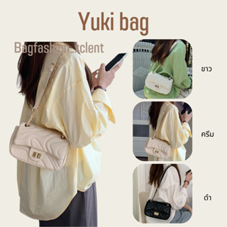 [พร้อมส่ง] กระเป๋า Yuki bag กระเป๋าหนัง PU นิ่มนุ่มทรงสวย น่ารักมากๆ ปักลายมินิมอลสะพายได้หลายแบบ