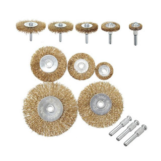 แปรงขัดลวดทอง 8PCS STEEL WIRE BRUSH 8 Pcs. เคลือบไททาเนียมสีทอง ลวดกลมทองเหลืองมีแกน เส้นลวดสปริงแบบพิเศษ 8 ชิ้น T0659