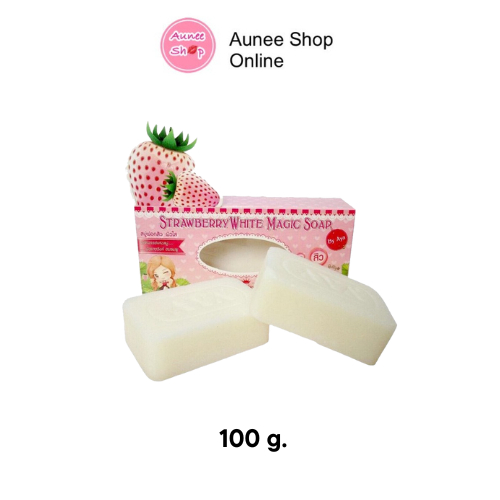 ส่งฟรี-1-ก้อน-aya-strawberry-white-magic-soap-สบู่ฟอกสิว-ผิวใส-สบู่สตรอว์เบอร์รี่ขาวมหัศจรรย์-100-g