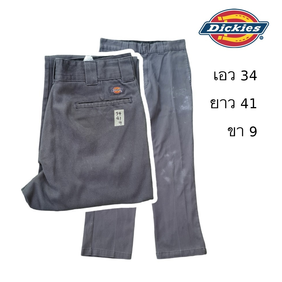 dickies-มือสอง-กางเกงขายาวทรงกระบอก-size-34-สีดำซีด