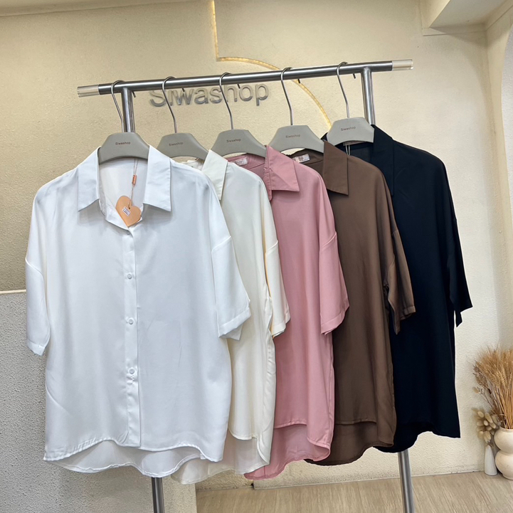 amestore-เสื้อเชิ้ตแขนสั้นสีพื้นงานสวย-ป้ายsiwa520