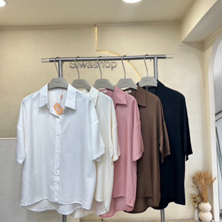 AMESTORE เสื้อเชิ้ตแขนสั้นสีพื้นงานสวย ป้ายSIWA520