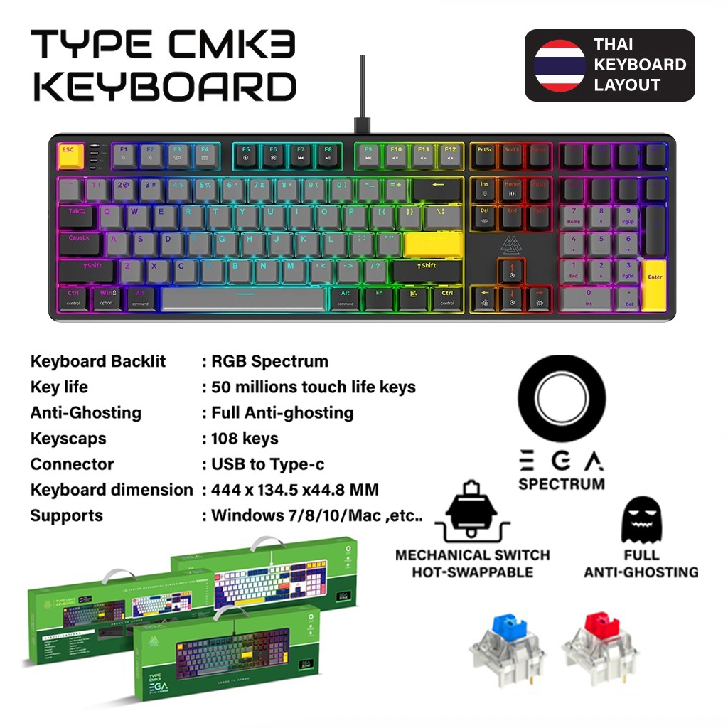free-mousepad-ega-keyboard-คีย์บอร์ด-mechanical-gaming-รุ่นcmk3-blue-red-switch