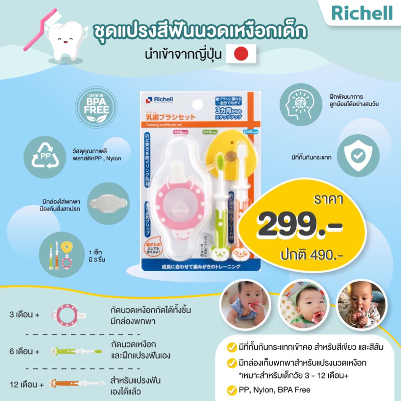 richell-ชุดแปรงสีฟันสำหรับเด็ก-training-toothbrush-set-no-200703