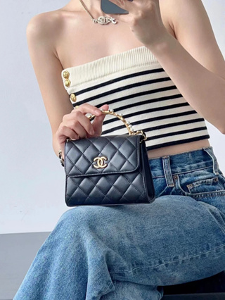 ชาแนล Chanel 23b handle มุก/แบบใหม่/กระเป๋าถือ/หญิง