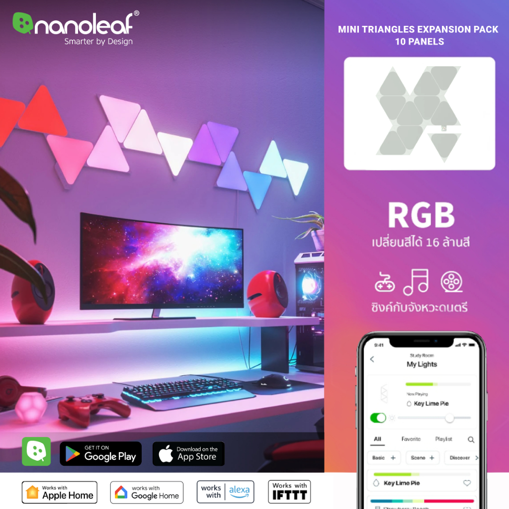 Nanoleaf Shapes Triangles mini Expansion Kit [10 Panels] | Shopee Thailand