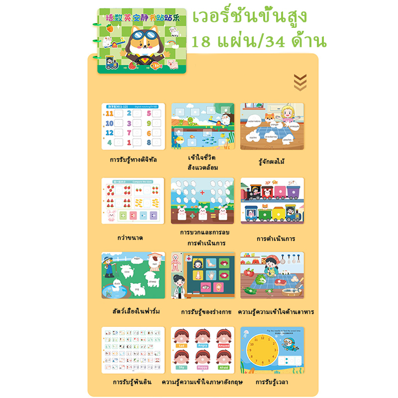 cod-สมุดสติ๊กเกอร์หนังสือปริศนาหนังสือปริศนาหนังสือเงียบ-ของเล่นพัฒนาการเด็ก-busy-book34-หน้ารวม18ารเรีย-quiet-book