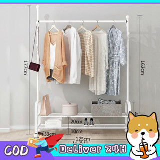 Dogegg🐶 มีพร้อมส่ง ราวแขวนเสื้อรุ่นใหม่พร้อมชั้นวางอเนกประสงค์ ประหยัดพื้นที่ ดูสวยงามสบายตา