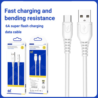 🔥จัดส่งทันที+COD🔥 สายชาร์จ Fast charge cable 6A สายชาร์จเร็ว, สายชาร์จเร็ว For USB-Micro/Type-C/iPhone Charging