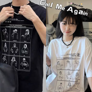 เสื้อยืด Oversize Callmeagain มินิมอล MM6 ลายเส้น เท่ห์ คอตตอนนำเข้า