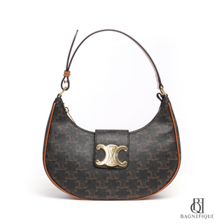 SA Som_NEW CELINE AVA TRIOMPHE MEDIUM BROWN CANVAS GHW