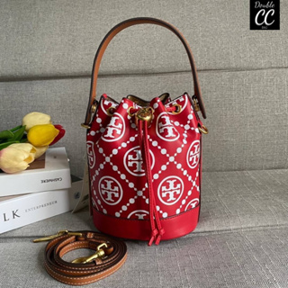 Sale🔥 สินค้าปกติ ราคานี้ให้ไวค่า มี 1 (แท้ 💯%‼ from Factory) T-Monogram Embroidered Mini Bucket Bag