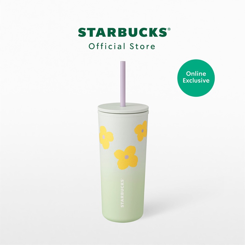 Starbucks Rice Husk Green Gradient Wild Flower Cold Cup 12oz Shopee