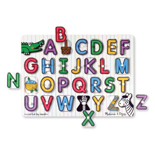 พัซเซิลมีตุ่ม ตัวอักษร Melissa &amp; Doug See Inside Alphabet A-Z Peg Puzzle 26 Pcs